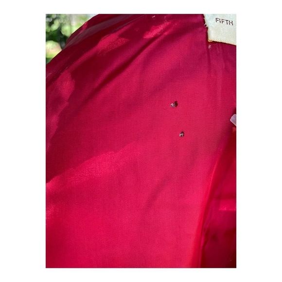 60s Best & Co Red Wool Pea Coat Dress Coat Persian Fur Collar Fall Jacket - Picture 16 of 16